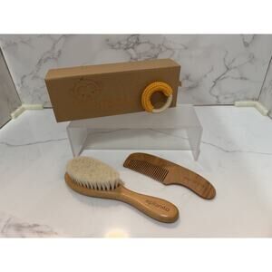 Eplanita 3PC Baby Wooden Natural, Hypoallergenic Hairbrush Set, Children NIB